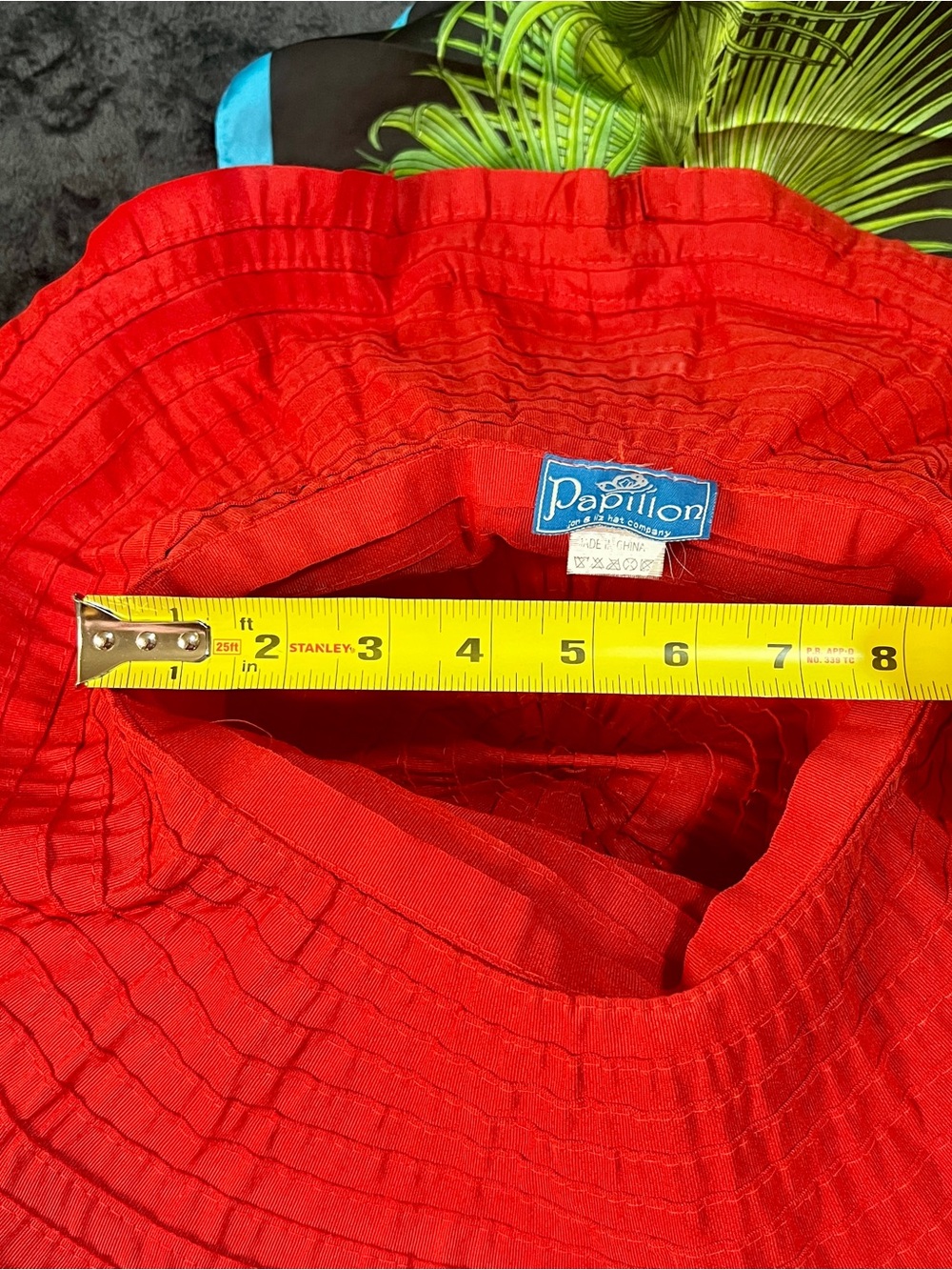 Vintage 90s Papillion Wms Red Ruffle Boho Cottagecore Retro Glam Sun Hat - Picture 7 of 9